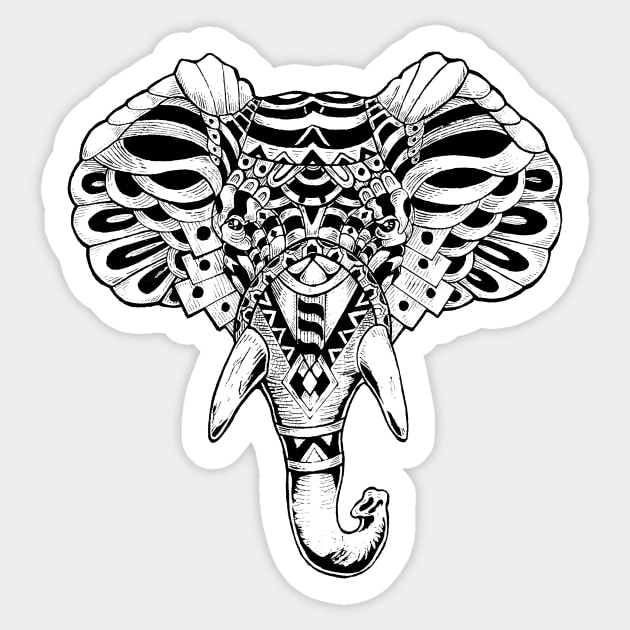 Elephant Ornate Sticker by polkamdesign